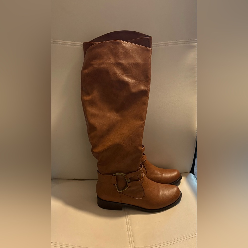 Brown Leather Knee-High Boots